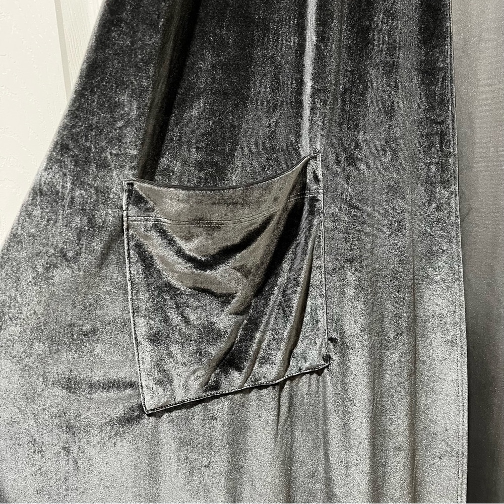 Velvet Lularoe Size Large Grey Velvet Sarah Cardigan Long Duster With Pockets - Picture 7 of 10